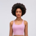 Miniatyrbilde 1 av 10: Yoga BH Smørmyk Racerback Crop Tank Topp Medium Støtte for Trening Fitness Løping Rose Pink XS