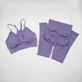 Miniatyrbillede 1 af 11: Yoga Sæt Kvinder Træning Sportstøj Fitness Tøj Leggings+ BH Sportsdragter BraPantsPurple M