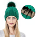 Miniatyrbilde 2 av 10: Populær Beskyttende Frisyre Silkeaktig Stretch Sateng Strikket Lue Løs og Varm Ullue Dame #5 Green Average size