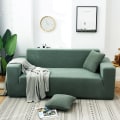 Miniatyrbillede 2 af 11: Ensfarvet Fire Sæsoner Universal Sofabetræk Nordisk Moderigtigt Strikket Strækbart Altomfattende Sofabetræk Støvtæt Sofahynde Forest Green M [double length within 145-185cm]]