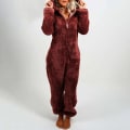 Miniatyrbillede 4 af 4: Efterår/vinter Dame Hætteklædte Pyjamas med Plys Tyk Plys Jumpsuit Bjørn Rompers Hjemmetøj Overall Overtøj Black XXXXL