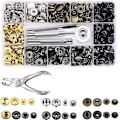 Miniatyrbild 9 av 9: Tryckknappar Kit 12.5mm Metall Tryckknappar för Kläder Hantverk Väska Skor Krage Bälte Jeans Perfekt Passform Justeringsknapp DIY Skräddare 60PCS