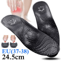 Miniatyrbilde 9 av 11: EiD Ny buestøtte 25mm ortopedisk innersåle Svart lær ortopediske innleggssåler for plattfot O/X Bein Korrigert skosåleinnlegg Half pad (EU 35-36) 1 Pair