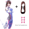 Miniatyrbillede 6 af 11: Dva Cosplay Kostume Spil Kvinde Voksen Barn Lycra 3D Print Spandex Halloween Fest Zentai Paryk Sæt Pistol D.Va cos dva face sticker One Size