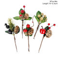 Miniatyrbild 9 av 11: 5 st Jul Röda Bär Konstgjord Blomma Tallkotte Gren Julgransdekorationer Ornament Presentförpackning Hem DIY Krans 5pcs gold flower