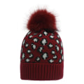 Miniatyrbilde 6 av 8: Høst og Vinter Strikket Lue Dame Leopardtrykk Ullstrikket Lue Moderne Varm Stor Pelsdusk Lue Yellow