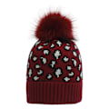Miniatyrbillede 7 af 8: Efterår og Vinter Strikket Hue Dame Leopard Print Uld Strikket Hue Moderigtig Varm Stor Pelskvast Hue Rust red