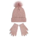 Miniatyrbilde 1 av 10: Strikket Lue Dame 2023 Ny Chenille Ull Lue Hansker Sett Fortykket Varm Fluffy Ball Cap Høst og Vinter Leather pink