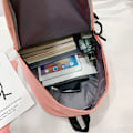 Miniatyrbillede 4 af 11: Canvas Piger Mode Skoletaske Stor Kapacitet Studerende Koreansk Rygsæk All-match Multifunktionelt 4-delt Sæt Bolsa Sac A Dos 1 piece black2