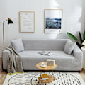 Miniatyrbild 1 av 11: Enfärgad Universal Sofföverdrag för Alla Årstider, Nordisk Trendig Stickad Stretch Allomfattande Sofföverdrag Dammtät Soffkudde Light gray M [double length within 145-185cm]]