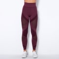 Pikkukuva 6 / 9: Eurooppalaiset ja amerikkalaiset saumattomat neulotut seksikkäät raidat kosteutta siirtävät joogahousut urheiluun juoksuun fitness-housut naisille 6301 trousers-dark green L