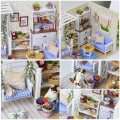 Miniatyrbild 3 av 11: Cutebee DIY Dockhus Kit Med Möbler LED-lampor DIY Miniatyr Byggnad Litet Hus Träleksaker för Barn Vuxna As  photo H16B