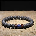 Miniatyrbild 5 av 11: Pärlarmband för män Naturlig vulkanisk sten Pärla Tibetansk Buddha chakra Lavasten Diffuser Armband Herr Mode Nya Smycken Style 2