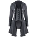 Pikkukuva 3 / 5: Victorian Naiset Steampunk Vintage Cosplay Asut Elegantit Juhlat Pitsi Trenssitakit Slim Liivit Takit Lava Goottilaiset Retro Vaatteet Red 2XL