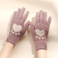 Miniatyrbillede 7 af 11: Kattepote Print Handsker Mobiltelefon Touchscreen Strikkede Handsker Vinter Tykke &amp; Varme Voksen Bløde Fluffy Handsker Herre Dame Khaki One Size