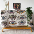 Miniatyrbillede 2 af 11: Mystiske Øjne Mønster Vævet Plaid Tæppe Væg Tæppe Sofa Seng Værelse Indretning Kvast Tråd Tæppe Stort Plaid Gobelin Picnic Måtte aa5 130x150cm