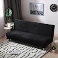 Miniatyrbild 4 av 11: Universal Storlek Plysch Sofföverdrag Bäddsoffa Ärmlös Fällbar Sits Överdrag Stretch Överdrag Billigt Soffskydd Elastiskt Överdrag Dark Grey L Size