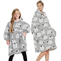 Pikkukuva 1 / 11: Loalirando Oversized Hupparipeitto Pehmeä Fleece Hupparipeitto Naisille Miehille Lapsille Puettava Huppupeitto Isollla Taskulla Grey - Sheep One Size