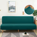 Miniatyrbild 1 av 11: 15 Färger Polar Fleece Sofföverdrag för Bäddsoffa Utan Armstöd Vikbar Bänk Överdrag Sofföverdrag X/Z/D Storlek För Hem Hotell Peacock 2xpillowcase 45x45cm
