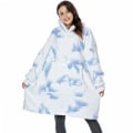 Miniatyrbilde 11 av 11: Vinter Oversized Hettegenser Teppe Med Ermer Fleece Genser Rutete Hette Dame Lomme Hettegenser Oversize Mykt Teppe Leopard One Size