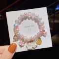 Miniatyrbilde 11 av 11: Barneperle Tegneseriearmbånd Søtt Gradientfarge Armbånd Jente Baby Dekor Beaded Armbånd Armbåndstilbehør 3# pink bow