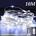 Miniatyrbillede 1 af 11: 3 STK Stjerneklart Romantisk LED Gardinlys til Juletræ/gave/Hjem/Guirlande/Dekoration White 10M