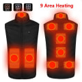 Miniatyrbilde 11 av 11: Herre Utendørs USB Infrarød Varmevest Jakke Herre Vinter Elektrisk Oppvarmet Vest Vattert Vest For Sport Fotturer Oversized 5XL Double switch black L
