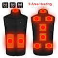 Miniatyrbillede 11 af 11: Herre Udendørs USB Infrarød Varme Vest Jakke Herre Vinter Elektrisk Opvarmet Vest Veste Til Sport Vandring Oversized 5XL 11 areas Twill black M