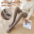 Miniatyrbilde 6 av 11: Forede Strømpebukser Hud Effekt Dame Vinter Gjennomsiktige Strømper Termisk Fleece Tights for Dame Plysj Sokk Bukser Varme Leggings black translucent 220g Thick(Winter)