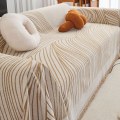 Miniatyrbild 1 av 7: Universellt Dubbelsidigt Chenille Norr Halkfritt Heltäckande Universellt Sofföverdrag Heltäckande Överdrag Beige line cover cloth 180*130