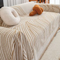 Miniatyrbild 7 av 7: Universellt Dubbelsidigt Chenille Norr Halkfritt Heltäckande Universellt Sofföverdrag Heltäckande Överdrag Coffee color line cover cloth 180*230