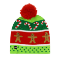 Miniatyrbild 1 av 7: Vinter Julserie Ullmössa LED-Lampa Varm Stickad Mössa Halsduk Set Biscuit man figures cap Adjustable