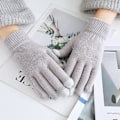 Miniatyrbild 8 av 11: Cashmere Stickade Damhandskar Vinter Cashmere Stickade Dam Höst Vinter Varma Tjocka Handskar Pekskärm Skidhandskar Red One Size