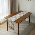 Pikkukuva 1 / 11: Retro amerikkalainen oranssi Peris -kuvioinen pöytäliina, jossa on tupsut, hääkoriste, pöytätabletti, Foam Runners -tyyliin 35x180cm Style5