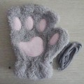 Miniatyrbilde 7 av 11: Kawaii Katteklo Hånd Plysj Hansker Kvinner Vinter Varme Korte Fingerløse Hansker Fluffy Bjørn Kattevotter Kostyme Halvfinger Votter M Plush Mittens One Size