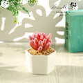 Miniatyrbild 10 av 11: Konstgjord Suckulent Växt Bonsai (Kruka Ingår) Konstgjord Blomma Kreativ Dekoration Konstgjord Växt Small smiling Lotus flocking Red