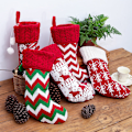 Pikkukuva 3 / 8: Uudet joulukoristeet Neulotut joulusukat Villalankasukat Punavalkoinen Hirvi Lahjakassi Lasten Lahjakassi Christmas knitted small tree socks