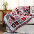 Miniatyrbild 2 av 11: Europa Rosa Sofffilt Bomullstråd Stickad Filt med Tofs Geometrisk Bohemisk Sofföverdrag Sängfilt Heminredning boho pink 90x210cm