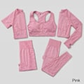 Miniatyrbild 1 av 11: Yoga Set Träningskläder Sportkläder Gym Kläder Fitness Leggings Toppar För Kvinnor 5 pcs set pink M