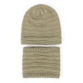 Miniatyrbilde 8 av 9: Hatt- og skjerfsett for menn og kvinner, høst og vinter, nytt utendørs kuldebeskyttende varmt sett med fløyel, strikket hatt og skjerf, 2-delt sett Beige