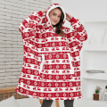 Miniatyrbilde 3 av 11: Vinter Oversized Hettegenser Teppe Med Ermer Fleece Genser Rutete Hette Dame Lomme Hettegenser Oversize Mykt Teppe Red Deer One Size