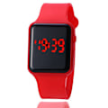 Miniatyrbillede 1 af 11: Apple Firkantet Mode Sports LED Silikone Elektronisk Børneur Red