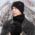 Pikkukuva 3 / 11: Lämmin villapipo, huivi ja käsineet, kolmiosainen setti, tuulenpitävä neulottu pipo, kolmiosainen setti Dark gray three-piece set