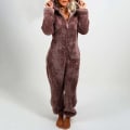 Miniatyrbillede 2 af 4: Efterår/vinter Dame Hætteklædte Pyjamas med Plys Tyk Plys Jumpsuit Bjørn Rompers Hjemmetøj Overall Overtøj Pink XXL
