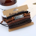 Miniatyrbilde 4 av 4: Herre Armbånd i Kuskinn Europeisk og Amerikansk Vintage Vev DIY Lærarmbånd Default Title