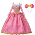 Pikkukuva 8 / 10: Prinsessa Ruusunen tyttöjen prinsessamekko lasten naamiaisasu cosplay Aurora ylellinen puku Halloween karnevaali verkkokangasvaatteet 9-10T (Tag 150) Aurora Set 1