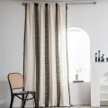 Miniatyrbillede 8 af 9: Amerikansk hæklet gitter patchwork gardin tryk solskærm perforeret frit stue soveværelse køkken krog vinduesgardin Rod Pocket W150CMxH240CM 1PC