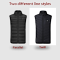 Miniatyrbild 5 av 11: Herr Utomhus USB Infraröd Värmeväst Jacka Herr Vinter Elektrisk Uppvärmd Väst Midjeväst För Sport Vandring Oversized 5XL 2 areas Twill black 4XL