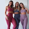 Pikkukuva 4 / 8: Joogasetti Treenileggingsit Urheilupuku Rintaliivit Fitness Kuntosali Juoksusetti Naisille Rust redSet M