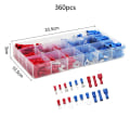 Miniatyrbillede 1 af 4: Krympe Spade Terminal Assorteret Elektrisk Ledning Kabel Konnektor Kit Krympe Spade Isolerede Ring Gaffel Spade Butt Sæt 360PCS